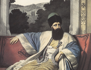 Louis Dupré, “Μιχαήλ Σούτζος” from: Voyage a Athenes et a Constantinople, ou collection des portraits, de vues et costumes grecs et ottomans. Paris: Dondey- Dupré, 1825.